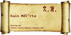 Kain Márta névjegykártya