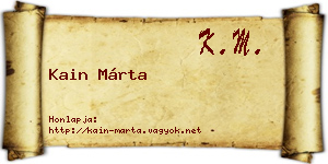 Kain Márta névjegykártya